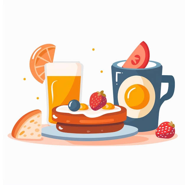 Vector breakfast food vector drink morning illustration lunch design egg meal cafe set coffee