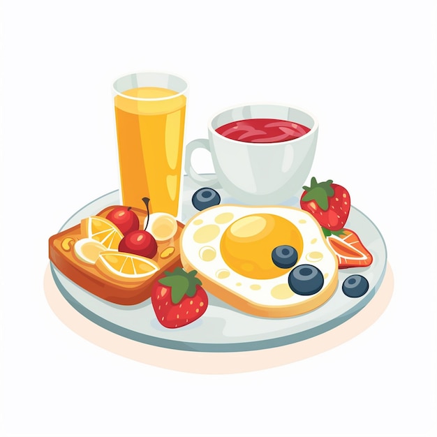 breakfast food vector illustration egg morning drink lunch meal design icon coffee carto