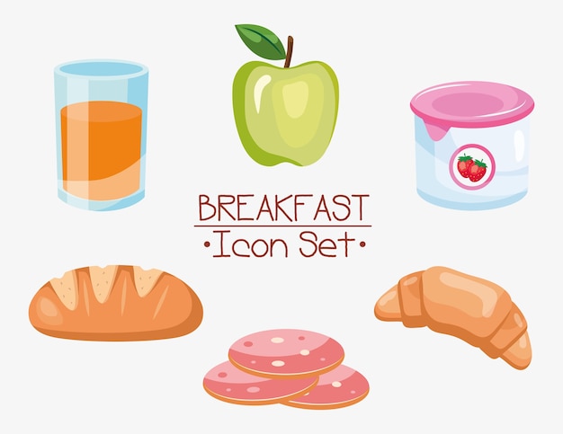 breakfast icon set design, food and meal theme Vector illustration