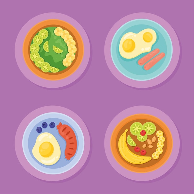 Breakfast menu four icons