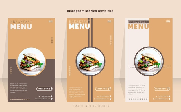 Breakfast menu instagram stories template