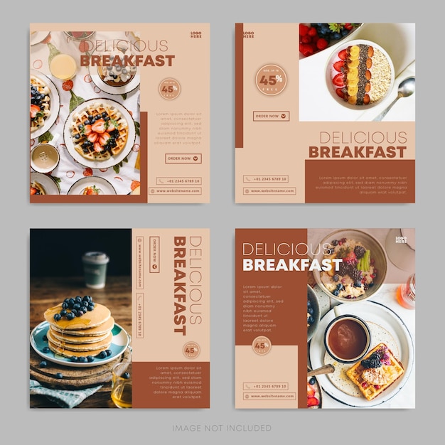 Vector breakfast menu social media template instagram post