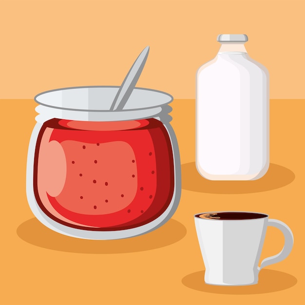 Breakfast milk jam coffee cup