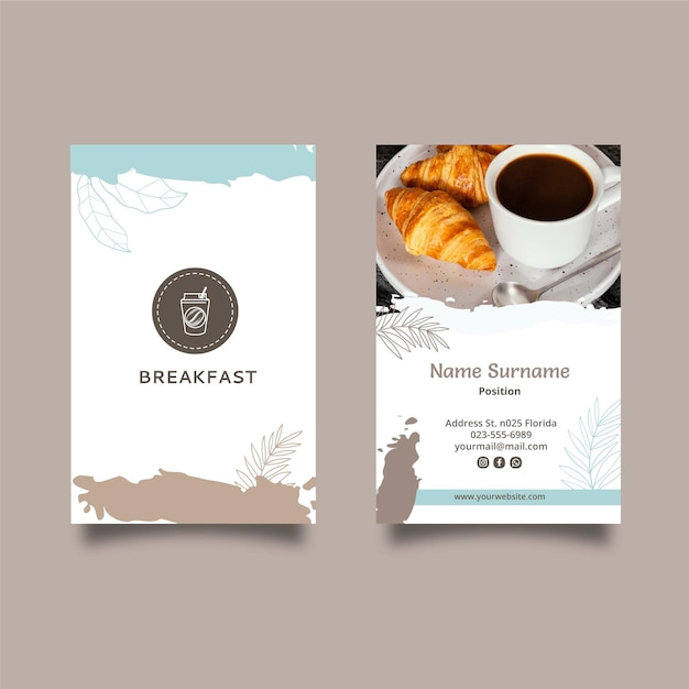 Breakfast restaurant business card template