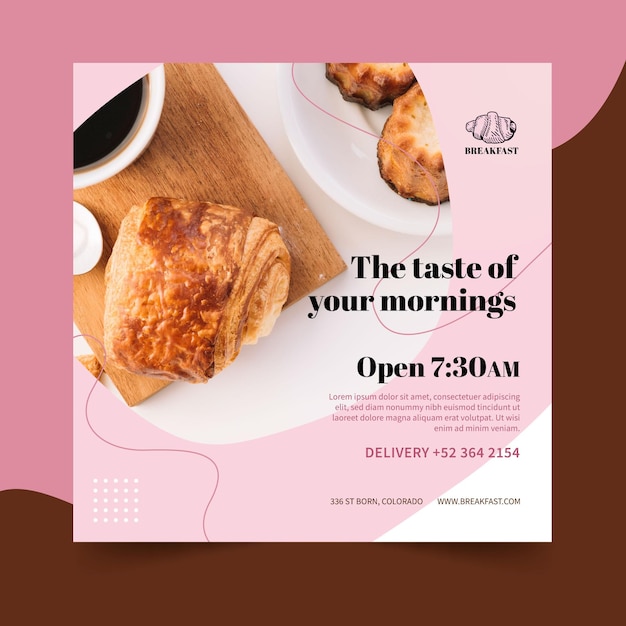 Vector breakfast restaurant flyer template