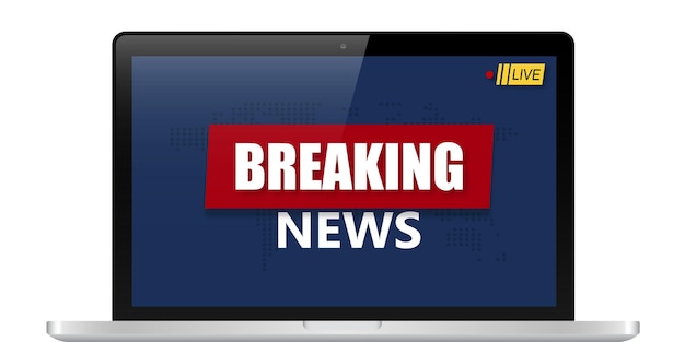 Breaking news background, world TV news banner design in laptop