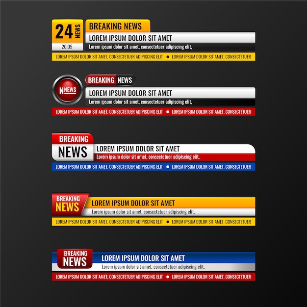 Vector breaking news banners style