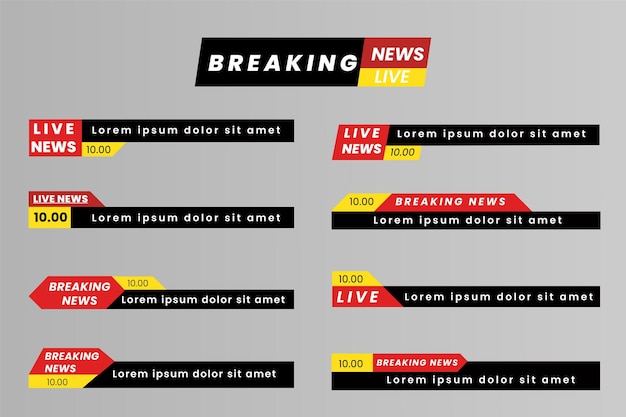 Vector breaking news banners title bar