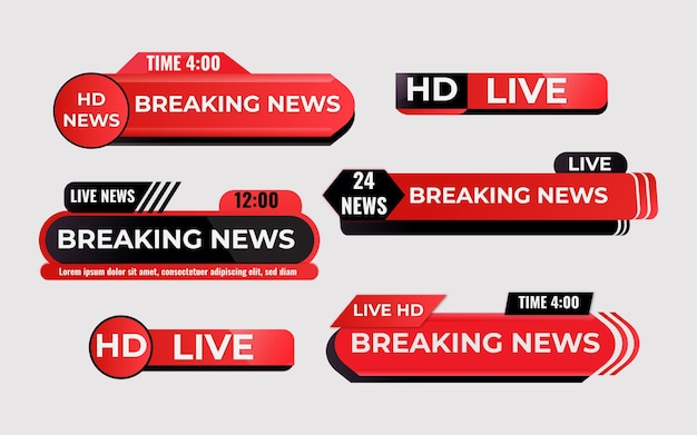 breaking news lower third banners set