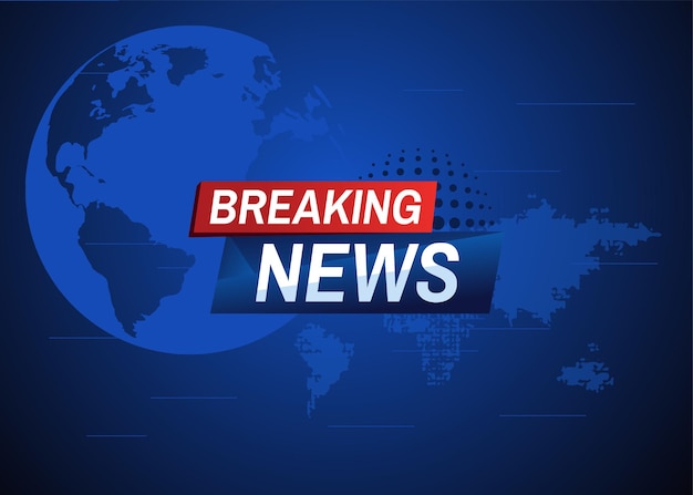 Vector breaking news with dark blue earth background