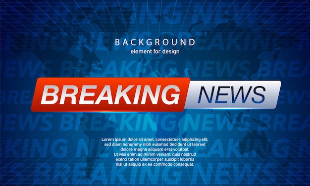 Vector breaking news on world map background. planet news.