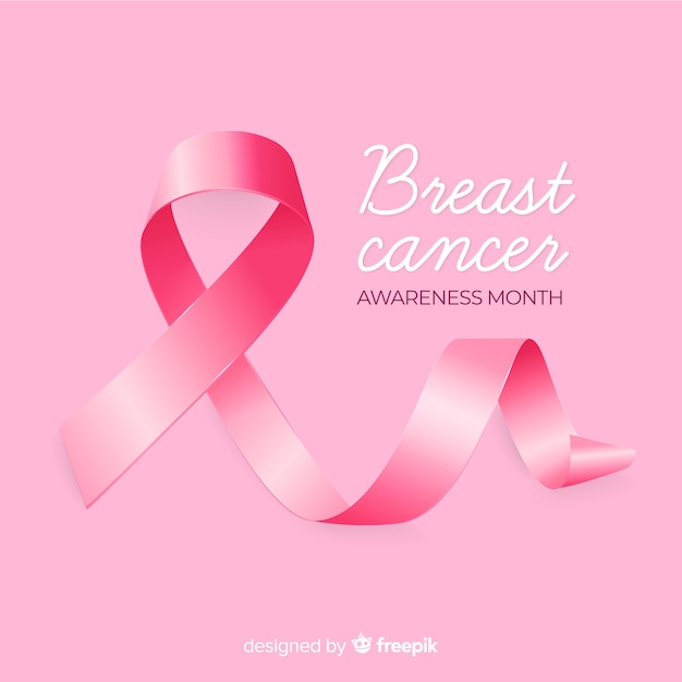 Breast cancer awareness background with realistic ribbon