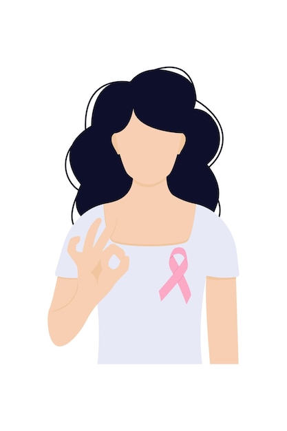 Breast cancer awareness concept. Girl with pink bow.