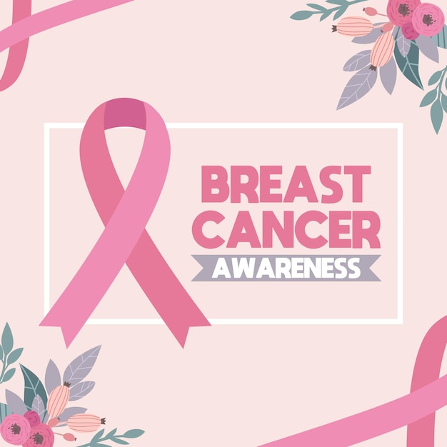 Breast Cancer Awareness International Month Vector Illustration Banner Template with Pink Ribbon