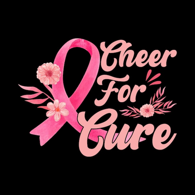 Breast Cancer Awareness Lettering T-shirt Design With Pink Ribbon Best for Print Design