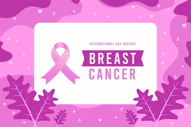 Breast cancer awareness month background design with realistic pink silk ribbon