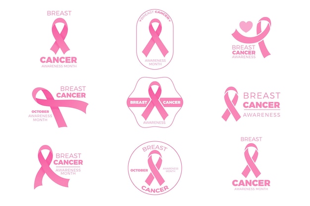 Breast cancer awareness month badges collection