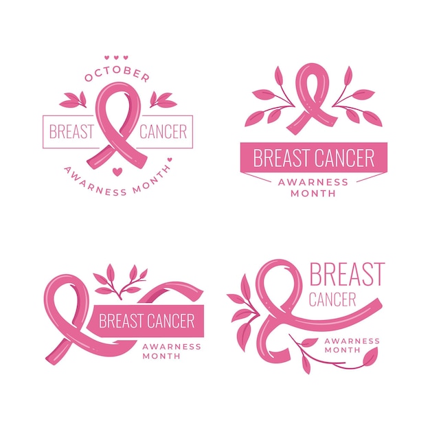 Breast cancer awareness month badges collection