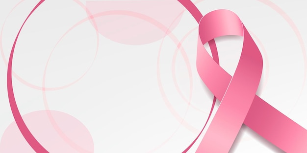 Breast Cancer awareness month Banner with pink ribbon awareness and text Vector illustration