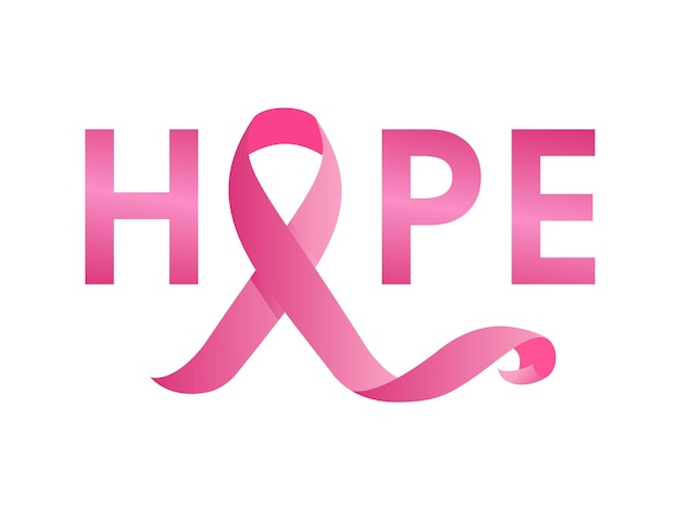 Breast Cancer awareness month. conceptual poster design with typography hope  and pink ribbon