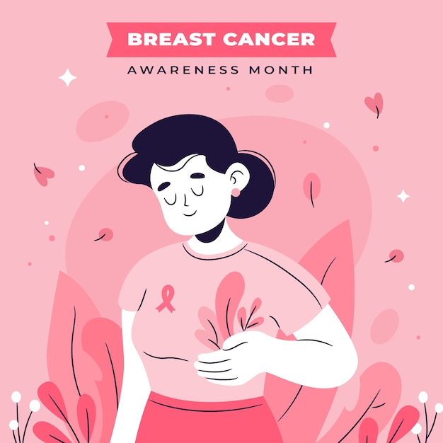 Breast cancer awareness month hand drawn flat illustration