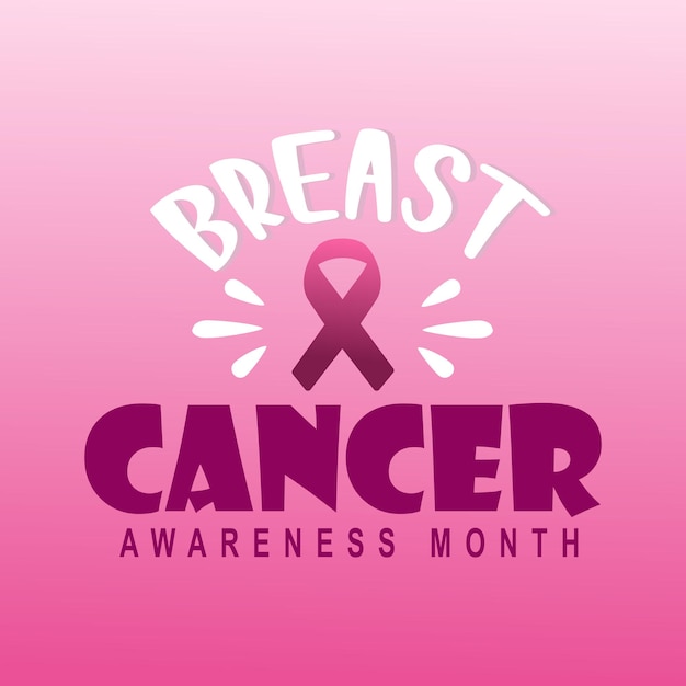 Breast Cancer Awareness Month in October. Vector Calligraphy Poster pink ribbon, template design.