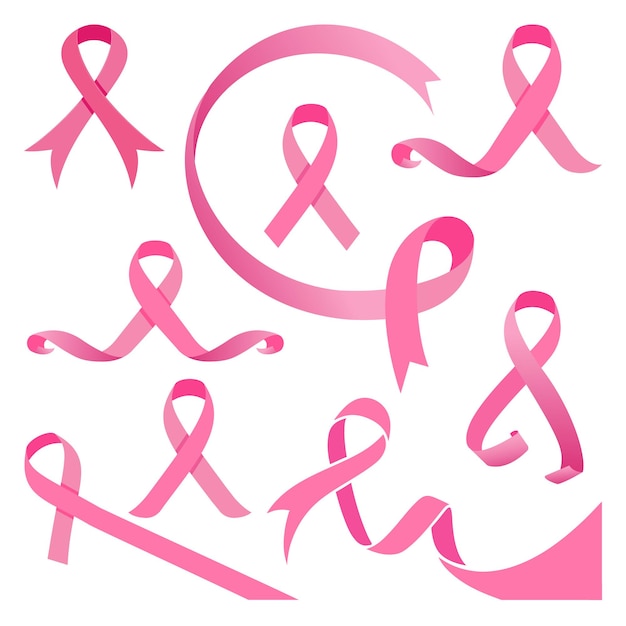 Breast Cancer Awareness Month. Pink Color Ribbon On white Background. Vector Design Template