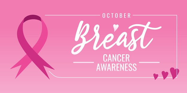 Breast cancer awareness month poster Pink ribbon banner for feminine community