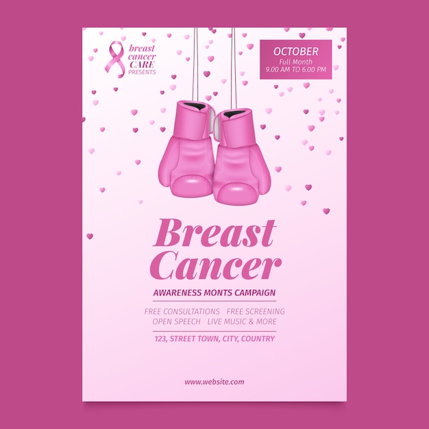 Vector breast cancer awareness month poster template