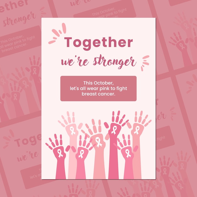 Vector breast cancer awareness month social media post template flat cartoon background vector illustration