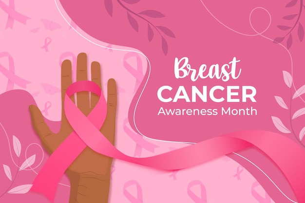 Breast cancer awareness month with hand design