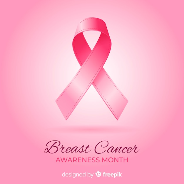 Breast cancer awareness month with realistic ribbon