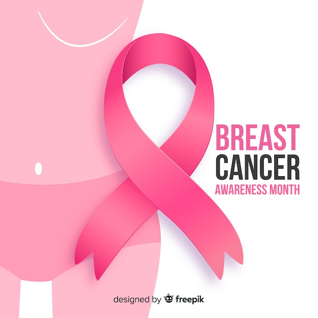 Breast cancer awareness month with realistic ribbon