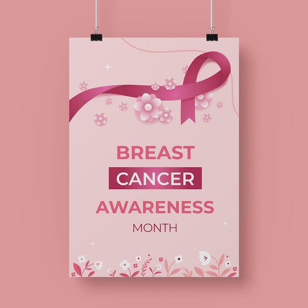 Breast cancer awareness poster international day against vertical flyer template month realistic