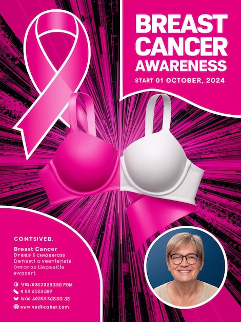 Vector breast cancer awareness poster with a pink theme