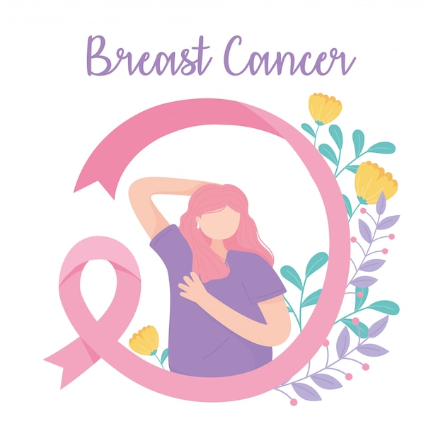 Breast cancer awareness self examination and method to palpation vector design and illustration