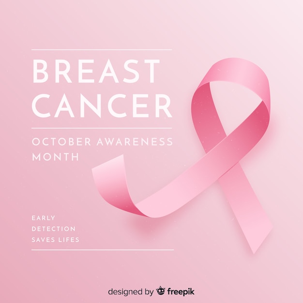 Breast cancer awareness with realistic ribbon