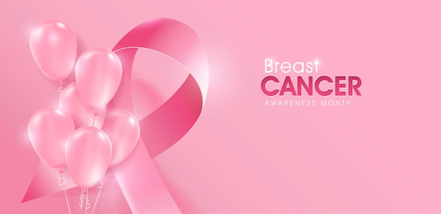 Breast cancer october awareness month pink balloons background