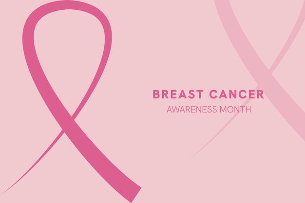 Vector breast cancer text and pink ribbon background design