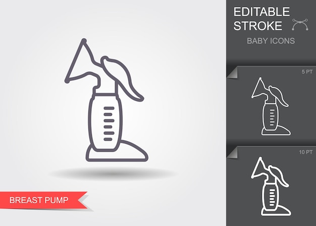 Breast Pump Line icon with editable stroke with shadow