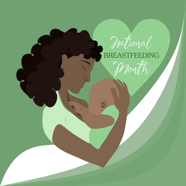 Breastfeeding day breastfeeding week breastfeeding month consept vector post banner or card