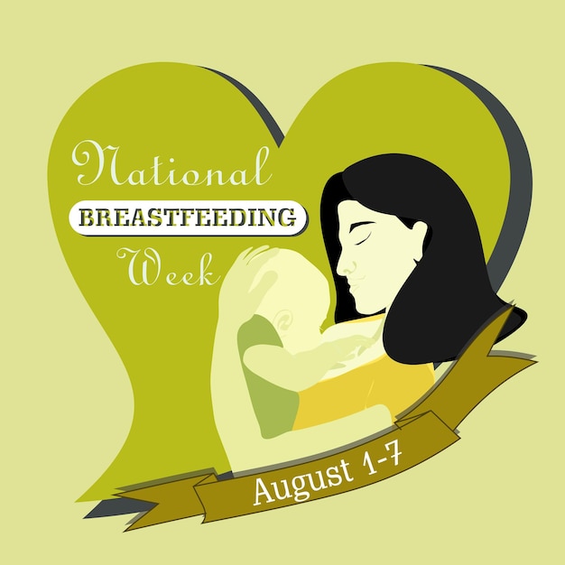 Breastfeeding day breastfeeding week breastfeeding month consept vector post banner or card