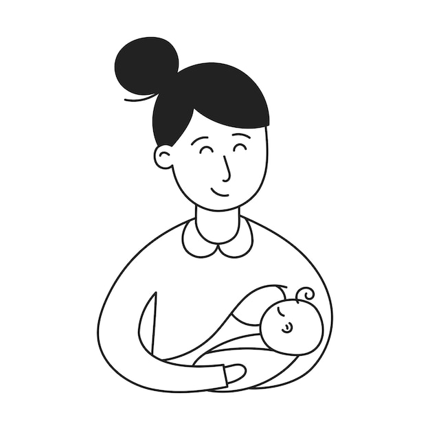 Breastfeeding Hand Drawn Kid and Family doodle icon