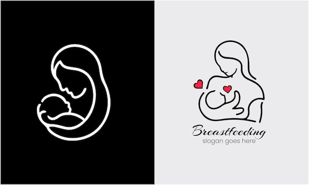 Breastfeeding logo baby love child mom motherhood pregnancy icon kid love logo concept