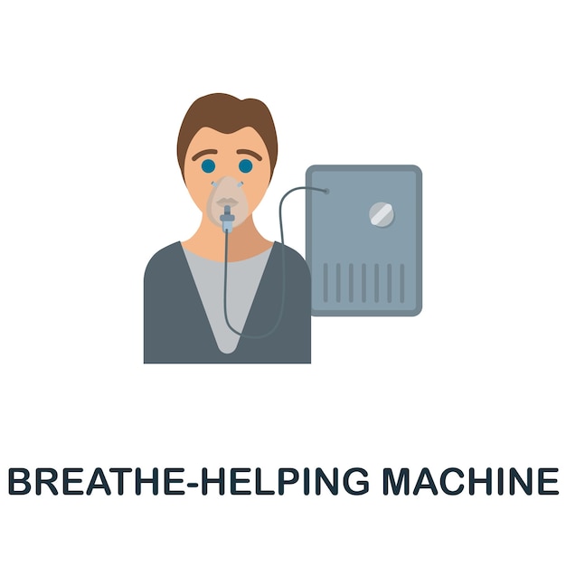 BreatheHelping Machine flat icon Colored sign from oxygen collection Creative BreatheHelping Machine icon illustration for web design infographics and more