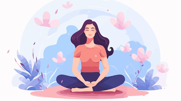 Breathing Exercise Concept Woman in Lotus Position