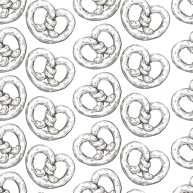 Bretzel traditional german baked food monochrome eamless pattern