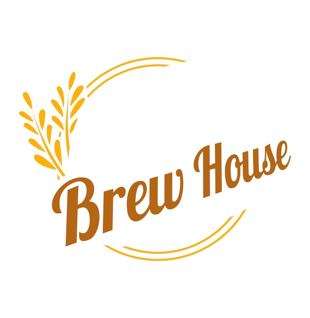 Brew house sign at label design malt beer drink icon vector illustration Brewery business store brand symbol isolated on white