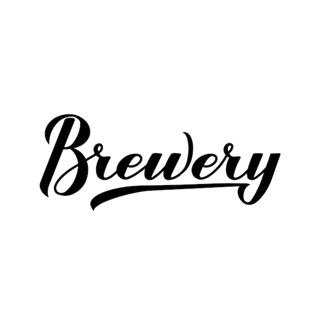 Brewery calligraphy hand lettering isolated on white background Easy to edit vector template for bar pub brewing company logo design banner poster flyer badge sticker etc