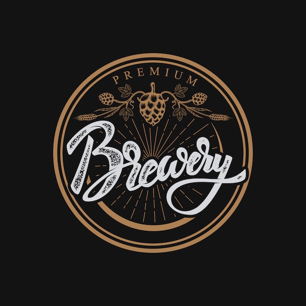 Brewery hand drawn lettering phrase.Handwritten lettering logo, label, badge.  on white background.  illustration.